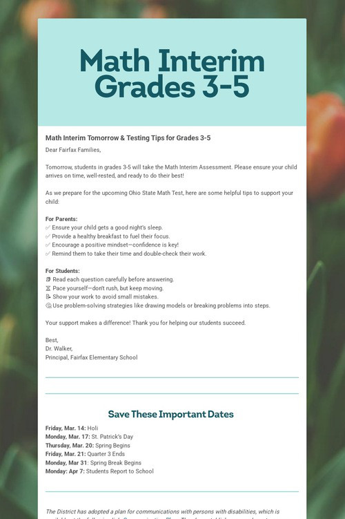 Math Interim Grades 3-5