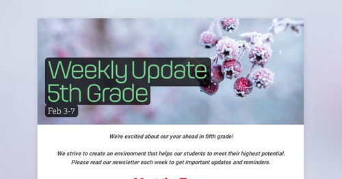 Weekly Update 5th Grade