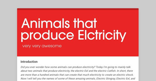 Animals that produce Elctricity | Smore Newsletters