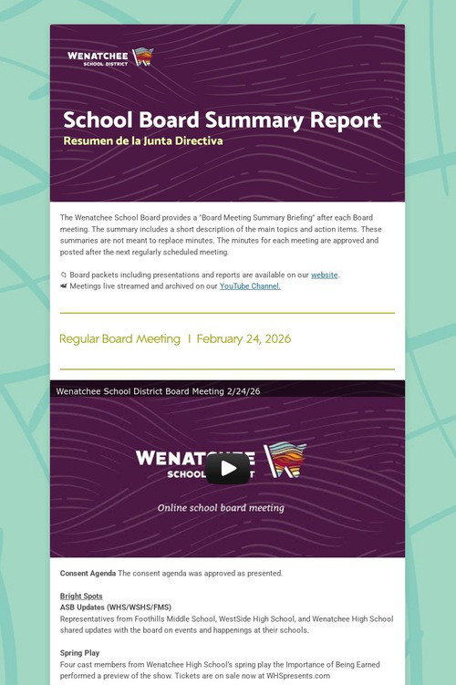 School Board Meeting Summary