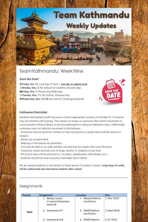 Team Kathmandu: Week 9