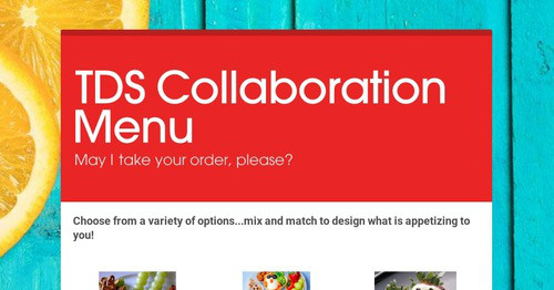 TDS Collaboration Menu | Smore Newsletters for Education