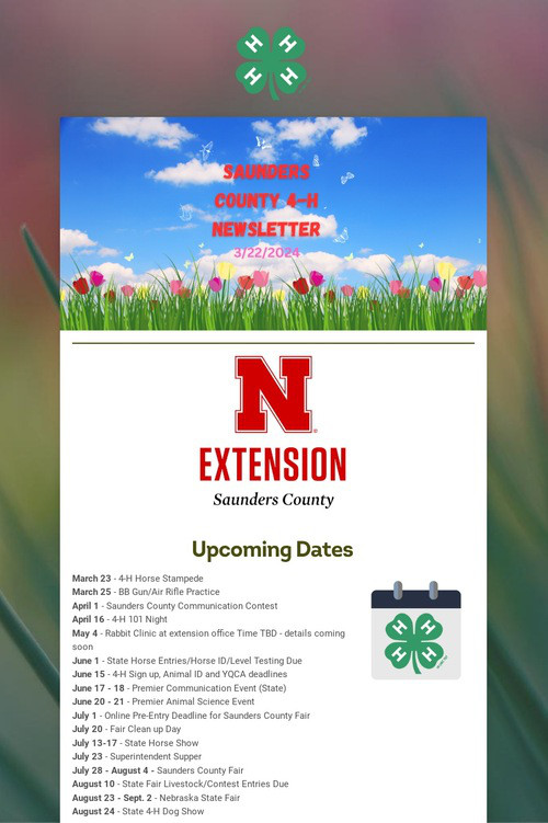 Saunders County 4-H Update