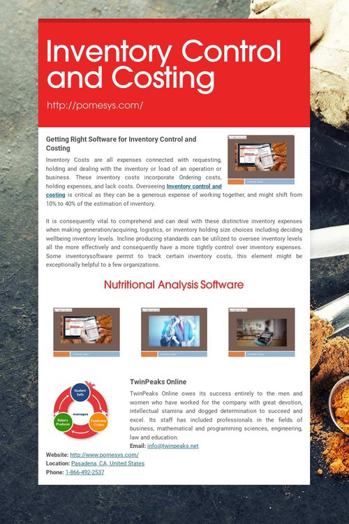 Inventory Control and Costing