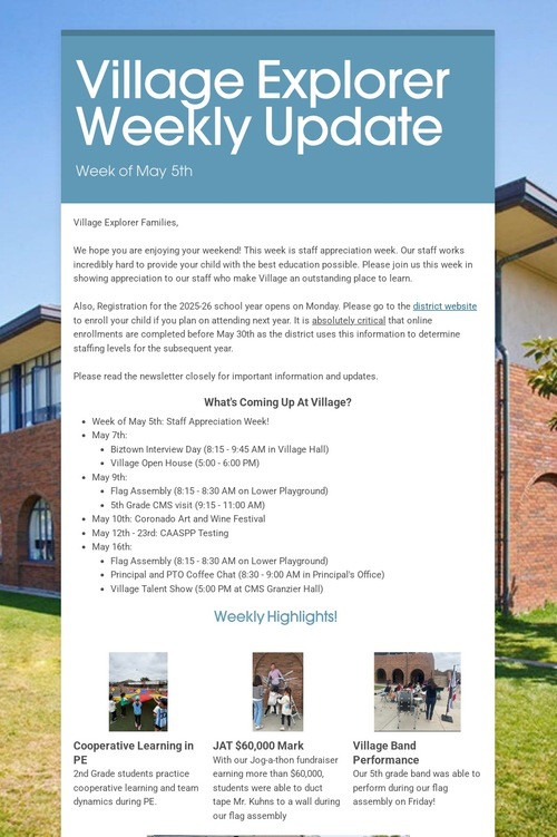 Village Explorer Weekly Update