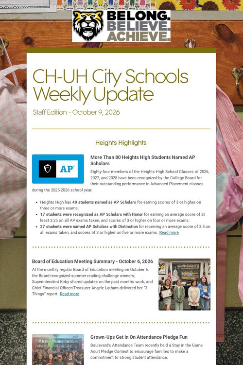 CH-UH City Schools Weekly Update