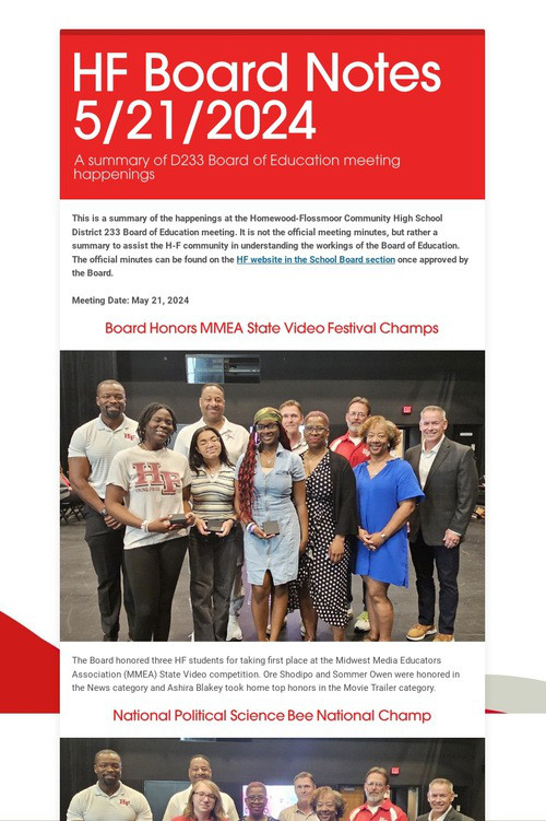 HF Board Notes 5/21/2024