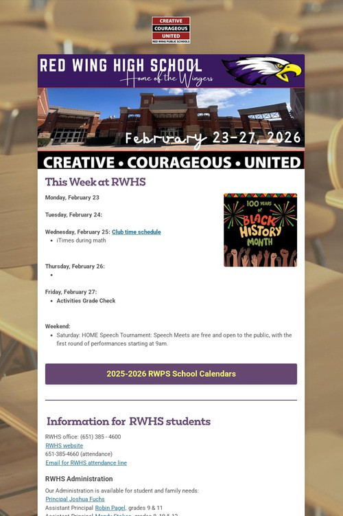 RWHS Student Newsletter