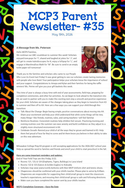 MCP3 Parent Newsletter- #35