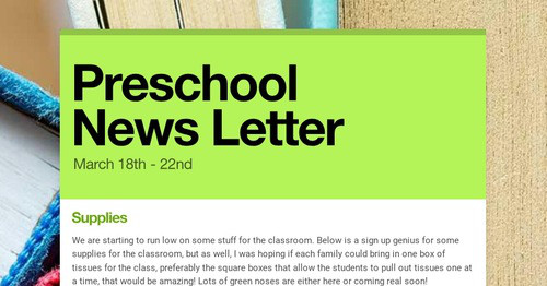 Preschool News Letter
