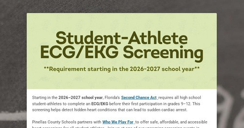 Student-Athlete ECG/EKG Screening