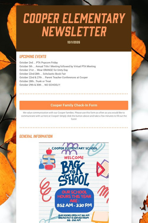 Cooper Elementary Newsletter