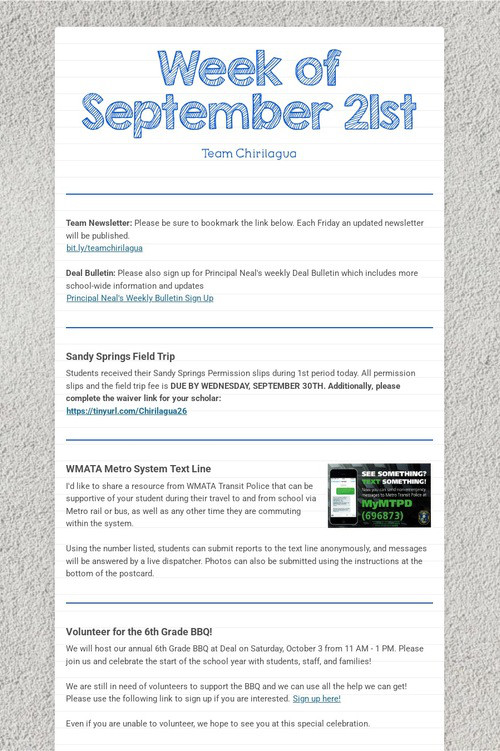 Week of September 21st