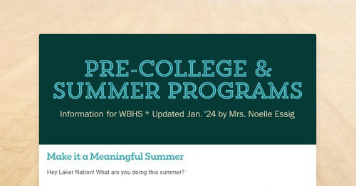 Pre-College & Summer Programs