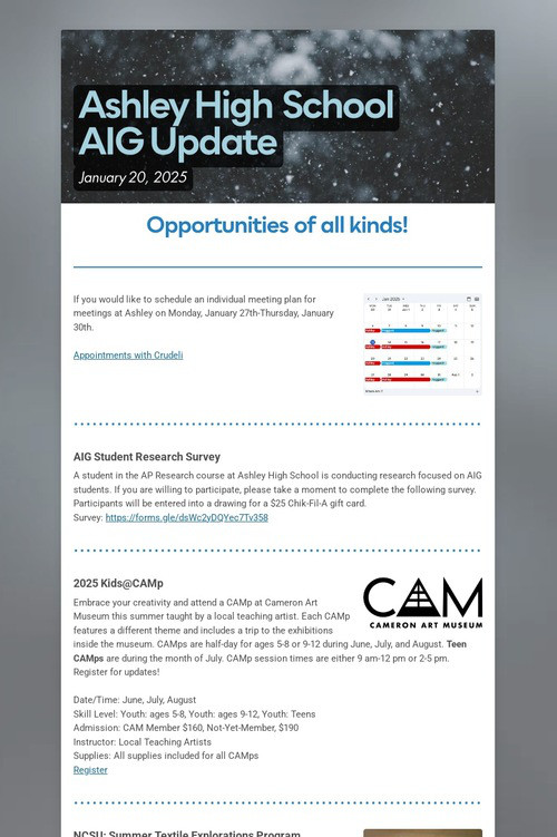 Ashley High School AIG Update