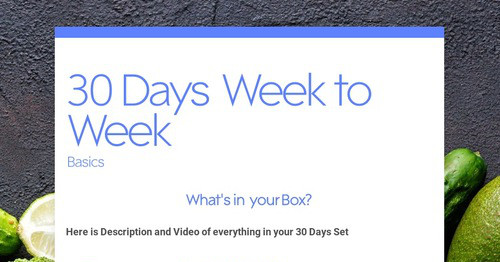 30 Days Week to Week
