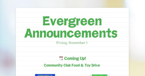 Evergreen Announcements