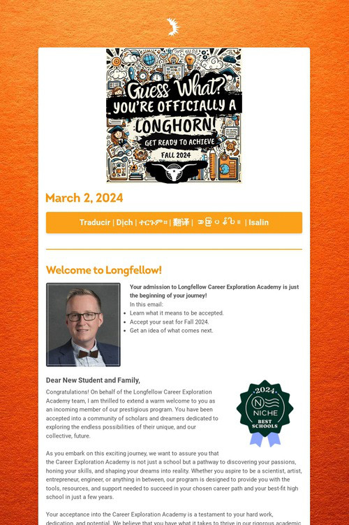 Longfellow Admissions News