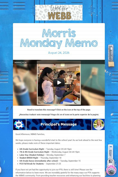 Morris Monday Memo