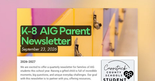 K-8 AIG Parent Newsletter