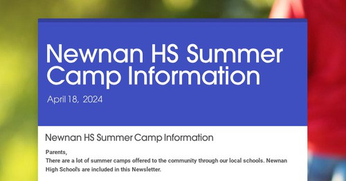 Newnan HS Summer Camp Information