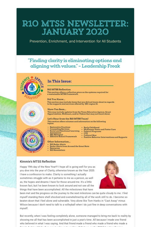 R10 MTSS Newsletter: January 2020