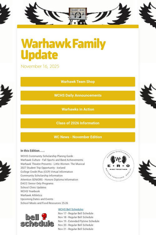 Warhawk Family Update