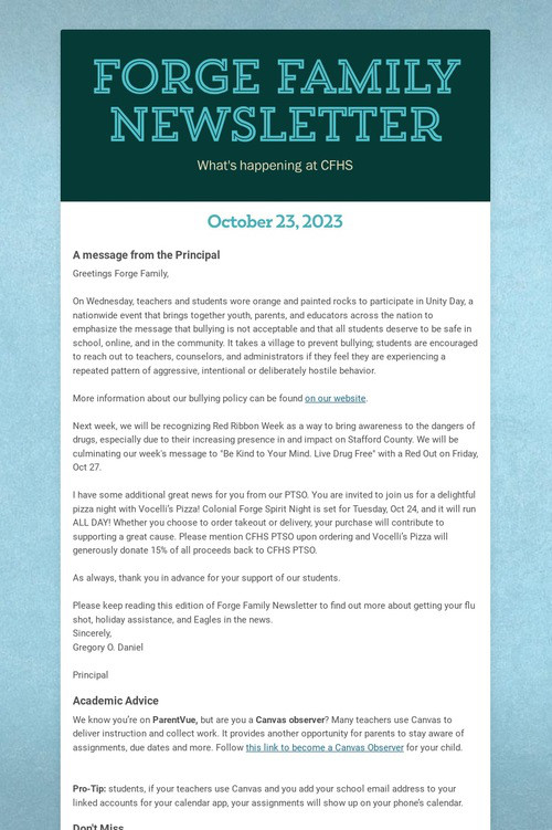 Forge Family Newsletter