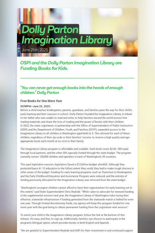 Dolly Parton Imagination Library