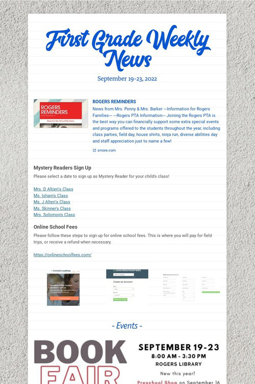 First Grade Weekly News