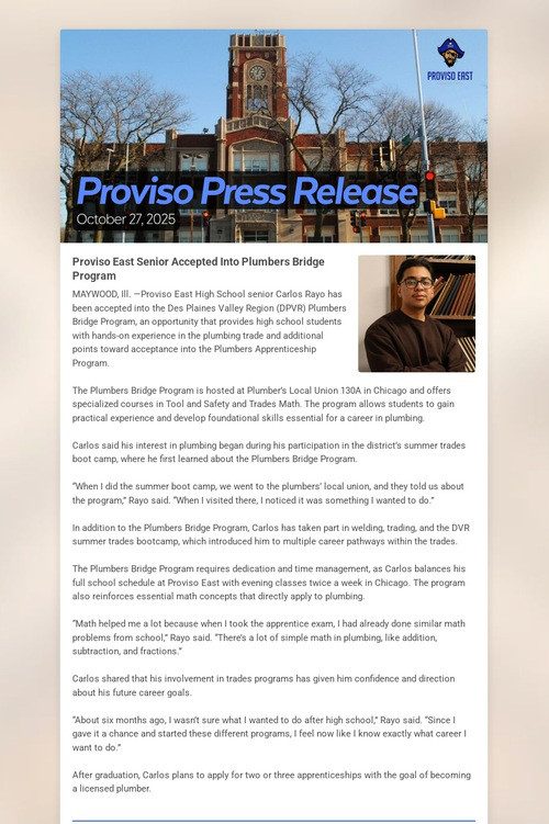Proviso Press Release