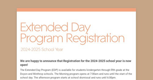 Extended Day Program Registration