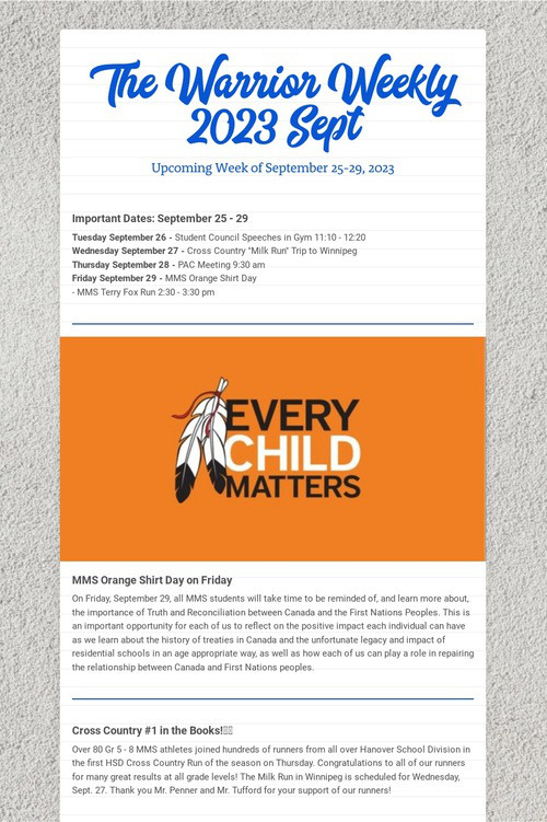 The Warrior Weekly  2023 Sept