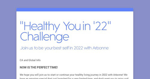 "Healthy You in '22" Challenge