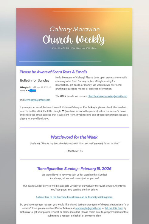 Calvary Moravian Church Weekly