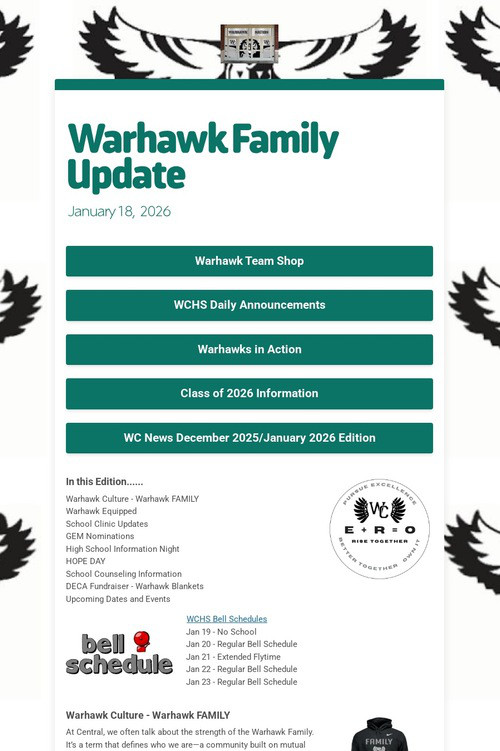 Warhawk Family Update