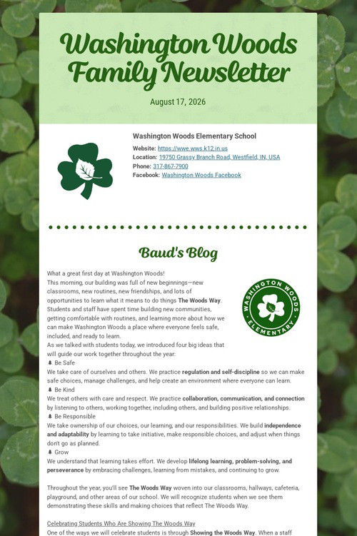 Washington Woods Family Newsletter