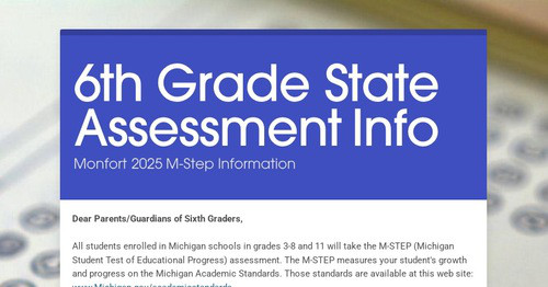 6th Grade State Assessment Info