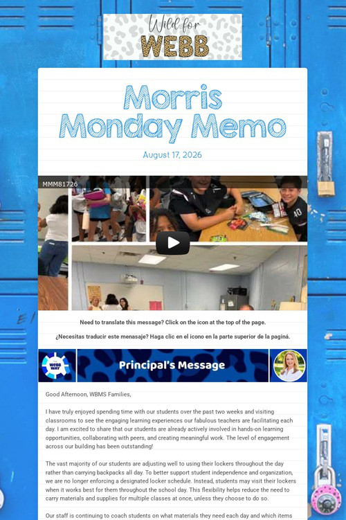 Morris Monday Memo