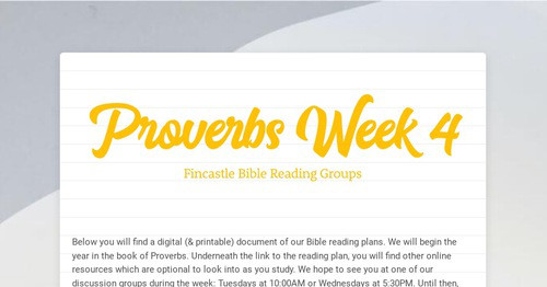 Proverbs Week 4
