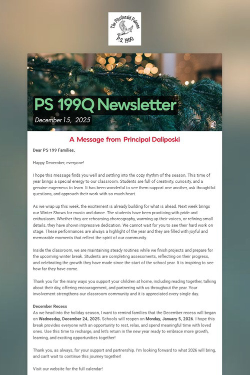 PS 199Q Newsletter