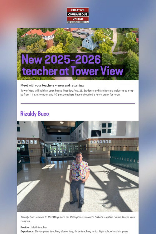 New 2025-2026 teacher at Tower View