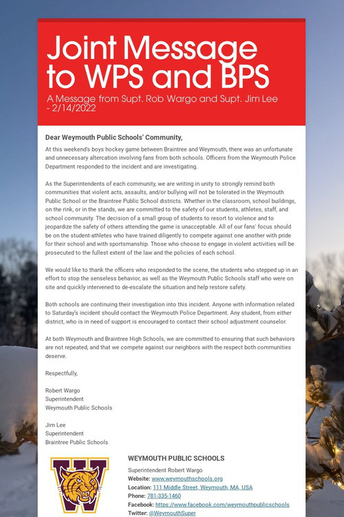 Joint Message to WPS and BPS