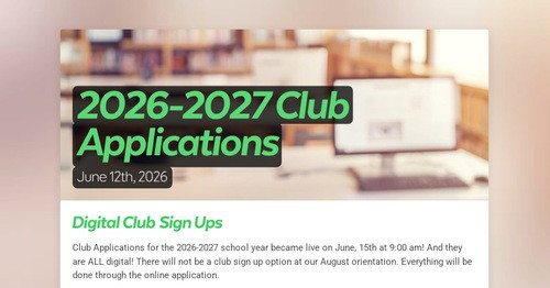 2026-2027 Club Applications