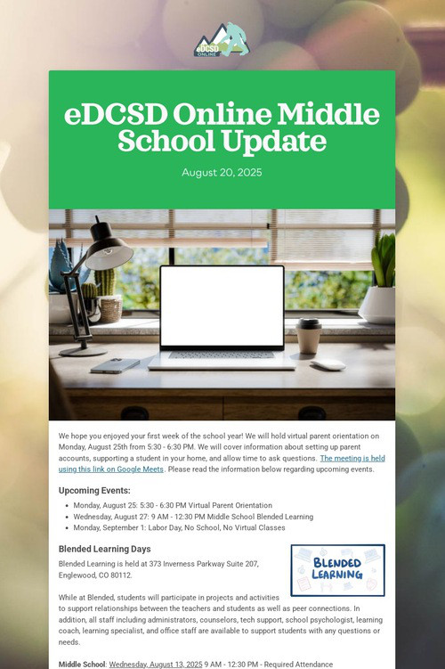 eDCSD Online Middle School Update