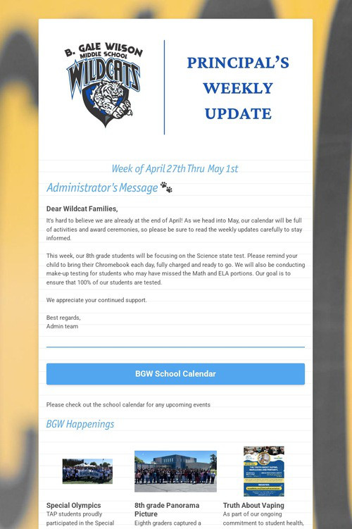 Principal's Weekly Update