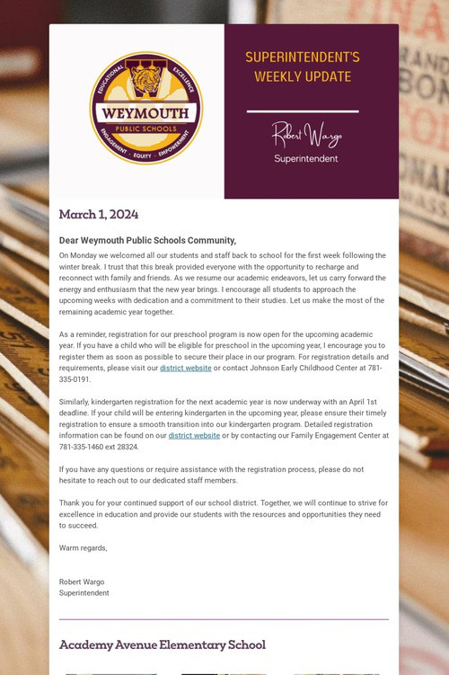 Superintendent's Weekly Update