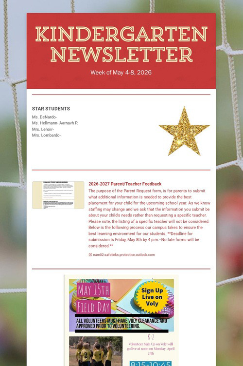 Kindergarten Newsletter