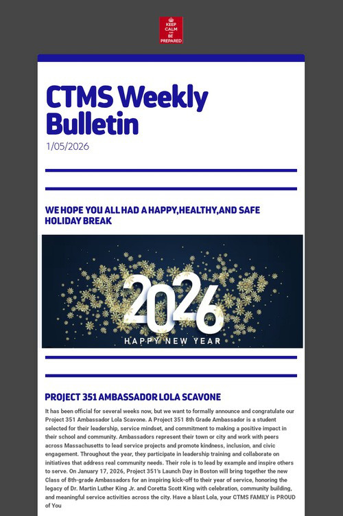 CTMS Weekly Bulletin