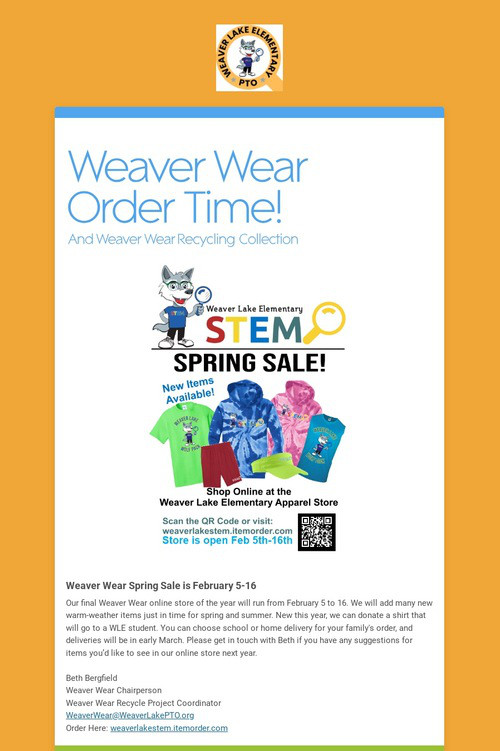 Weaver Wear Order Time!